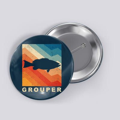 Grouper Fish Vintage Sunset Button