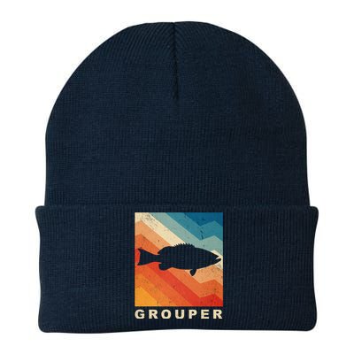 Grouper Fish Vintage Sunset Knit Cap Winter Beanie