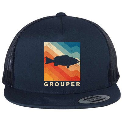 Grouper Fish Vintage Sunset Flat Bill Trucker Hat