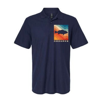 Grouper Fish Vintage Sunset Softstyle Adult Sport Polo