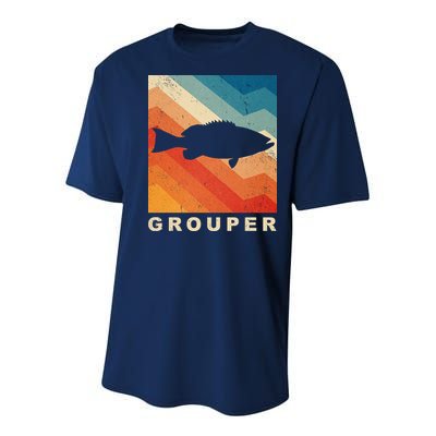 Grouper Fish Vintage Sunset Youth Performance Sprint T-Shirt
