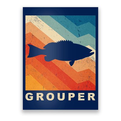 Grouper Fish Vintage Sunset Poster