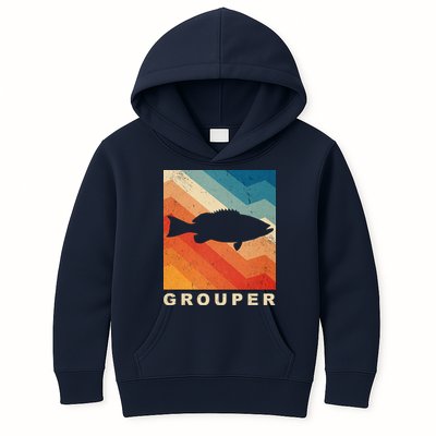 Grouper Fish Vintage Sunset Kids Hoodie