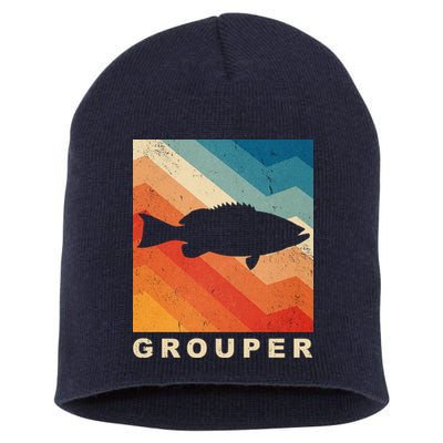 Grouper Fish Vintage Sunset Short Acrylic Beanie
