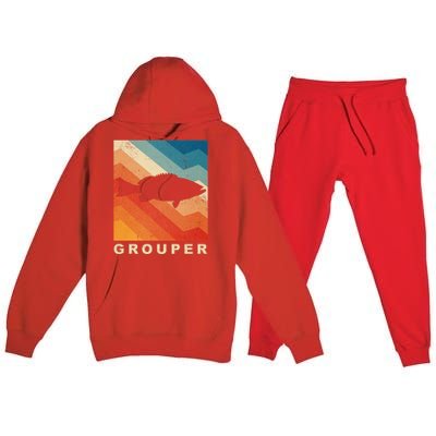 Grouper Fish Vintage Sunset Premium Hooded Sweatsuit Set