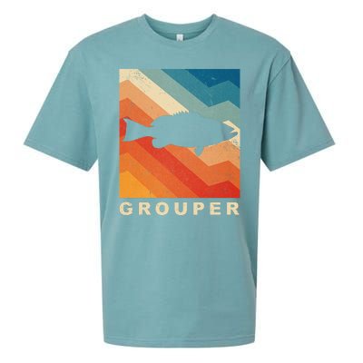 Grouper Fish Vintage Sunset Sueded Cloud Jersey T-Shirt