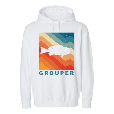 Grouper Fish Vintage Sunset Garment-Dyed Fleece Hoodie