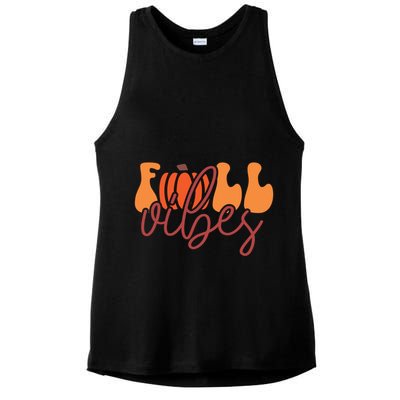 Groovy Fall Vibes Pumpkin Thankful Vibes Thanksgiving Gift Ladies PosiCharge Tri-Blend Wicking Tank