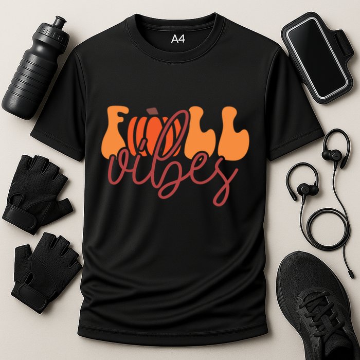 Groovy Fall Vibes Pumpkin Thankful Vibes Thanksgiving Gift Performance Shirt