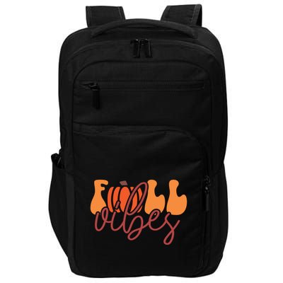 Groovy Fall Vibes Pumpkin Thankful Vibes Thanksgiving Gift Impact Tech Backpack