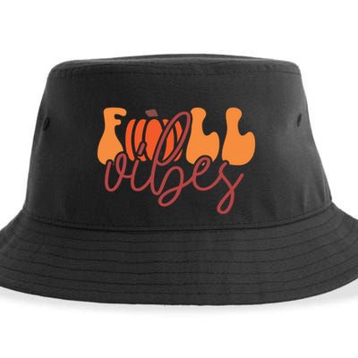 Groovy Fall Vibes Pumpkin Thankful Vibes Thanksgiving Gift Sustainable Bucket Hat