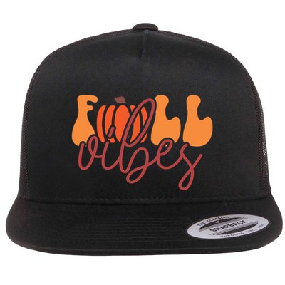 Groovy Fall Vibes Pumpkin Thankful Vibes Thanksgiving Gift Flatbill Hat