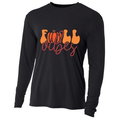 Groovy Fall Vibes Pumpkin Thankful Vibes Thanksgiving Gift Cooling Performance Long Sleeve Crew