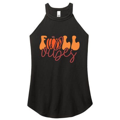 Groovy Fall Vibes Pumpkin Thankful Vibes Thanksgiving Gift Women's Perfect Tri Rocker Tank