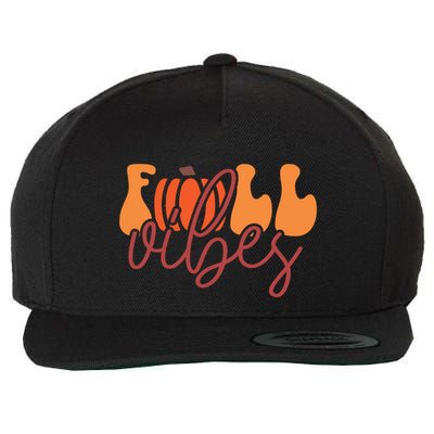 Groovy Fall Vibes Pumpkin Thankful Vibes Thanksgiving Gift Wool Snapback Cap