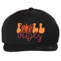 Groovy Fall Vibes Pumpkin Thankful Vibes Thanksgiving Gift Wool Snapback Cap