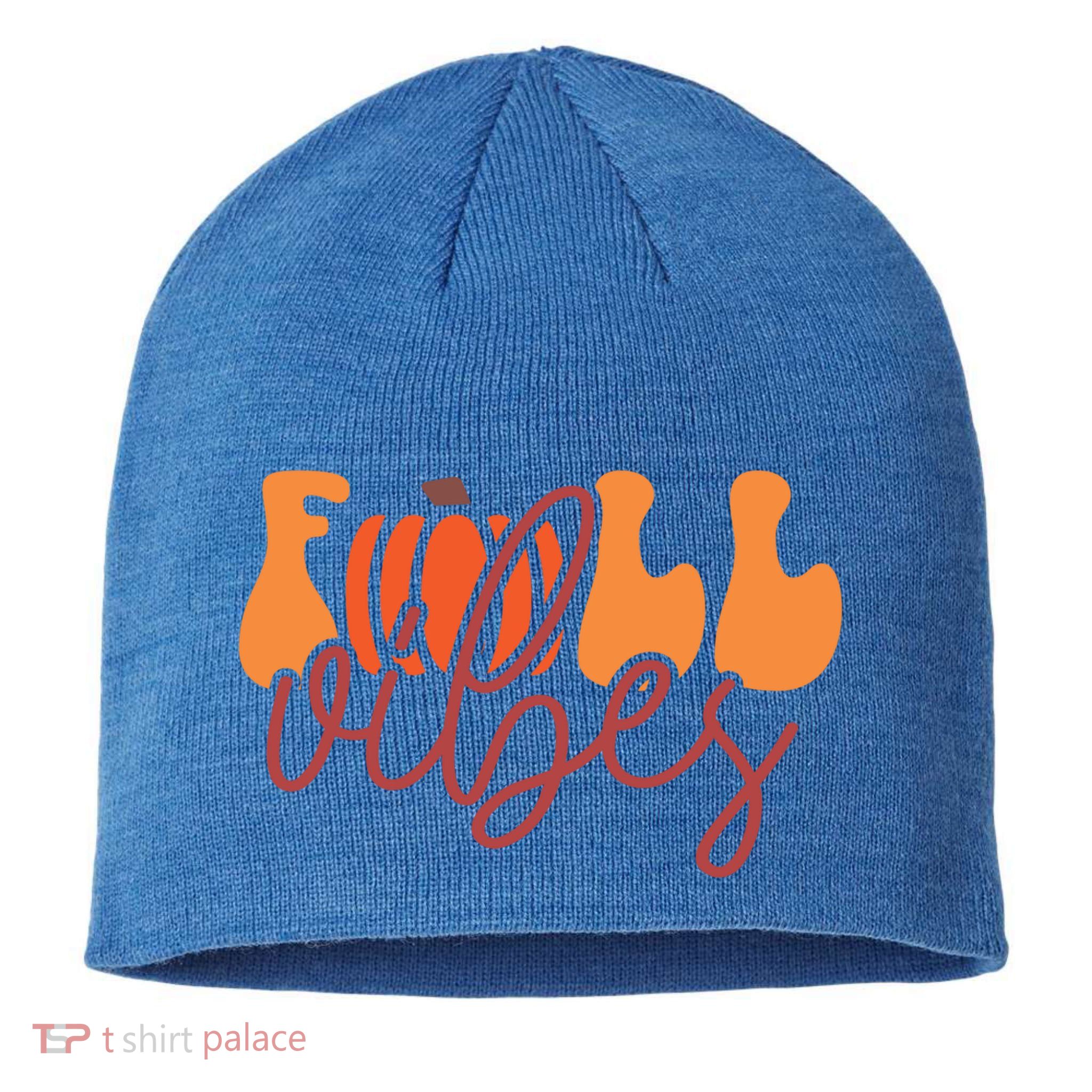 Groovy Fall Vibes Pumpkin Thankful Vibes Thanksgiving Gift Sustainable Beanie