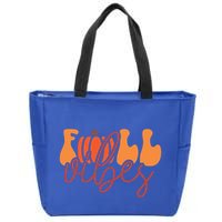 Groovy Fall Vibes Pumpkin Thankful Vibes Thanksgiving Gift Zip Tote Bag