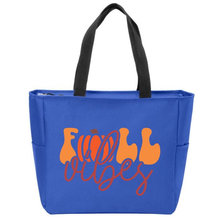 Groovy Fall Vibes Pumpkin Thankful Vibes Thanksgiving Gift Zip Tote Bag
