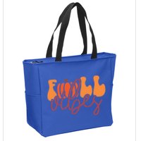 Groovy Fall Vibes Pumpkin Thankful Vibes Thanksgiving Gift Zip Tote Bag