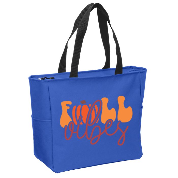 Groovy Fall Vibes Pumpkin Thankful Vibes Thanksgiving Gift Zip Tote Bag