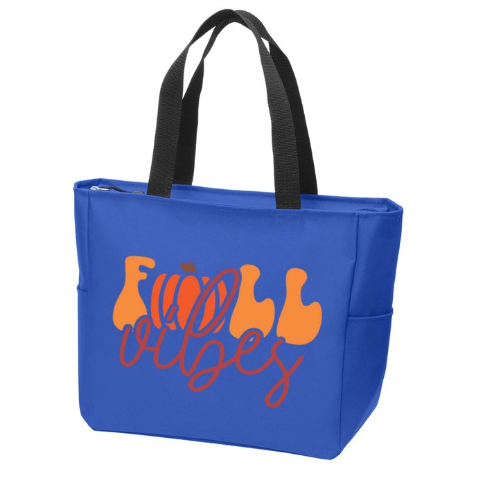 Groovy Fall Vibes Pumpkin Thankful Vibes Thanksgiving Gift Zip Tote Bag
