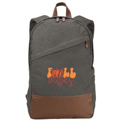 Groovy Fall Vibes Pumpkin Thankful Vibes Thanksgiving Gift Cotton Canvas Backpack