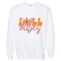 Groovy Fall Vibes Pumpkin Thankful Vibes Thanksgiving Gift Garment-Dyed Sweatshirt
