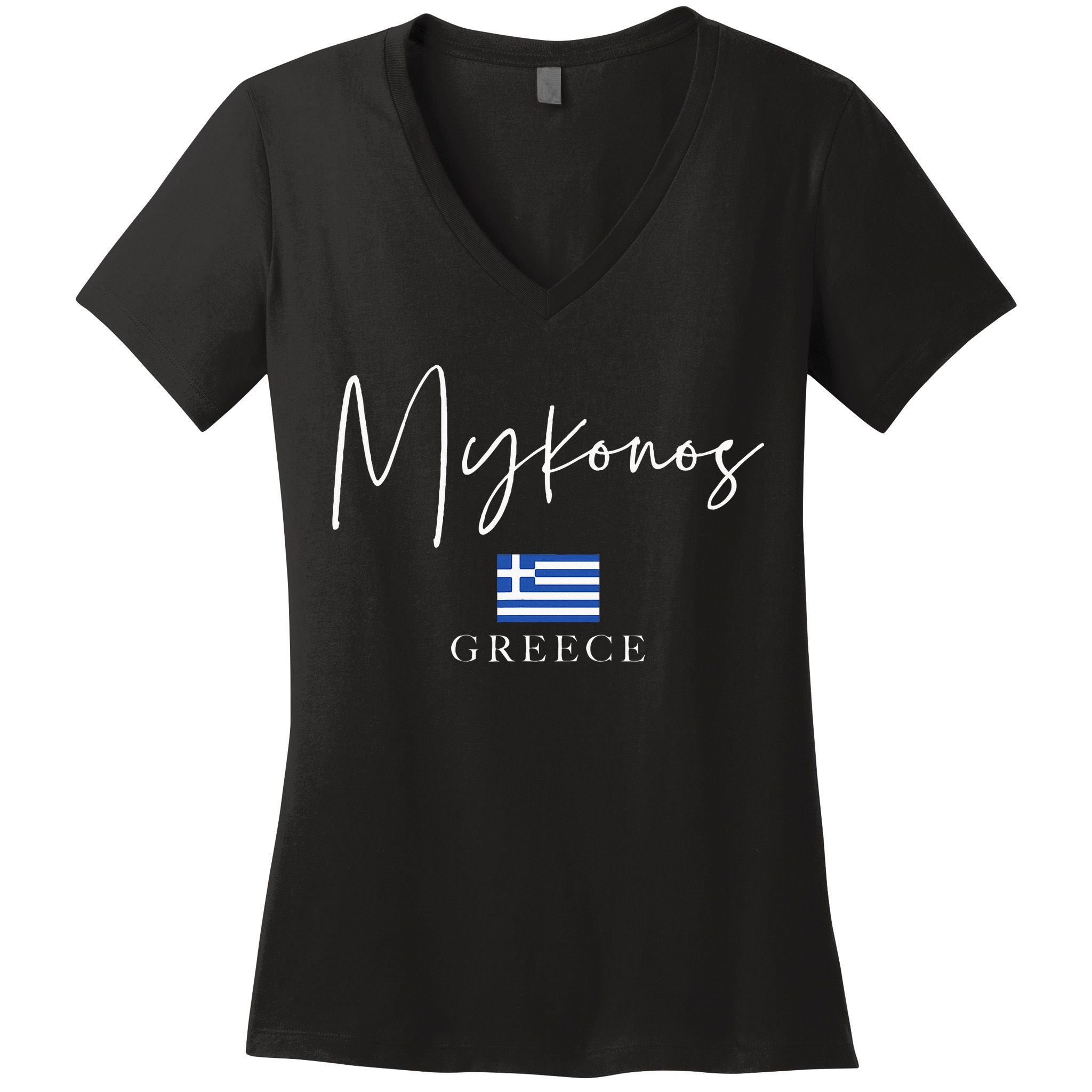 Greece Flag Vacation Island Mykonos Women's V-Neck T-Shirt