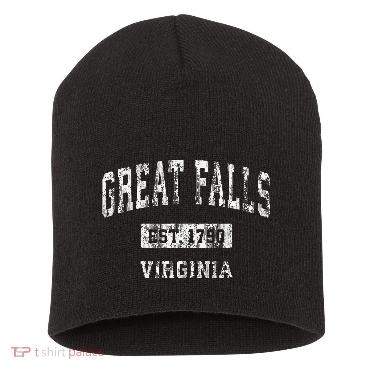Great Falls Virginia Va Vintage Established Short Acrylic Beanie