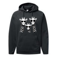 Giraffes family with sunglasses - Giraffe Performance Fleece Hoodie