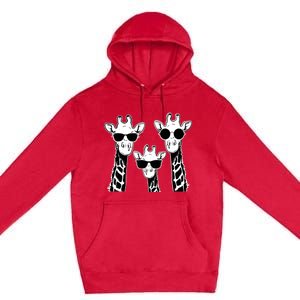 Giraffes family with sunglasses - Giraffe Premium Pullover Hoodie