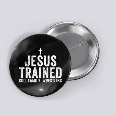 God Family Wrestling Jesus Trained Christian Vintage Button