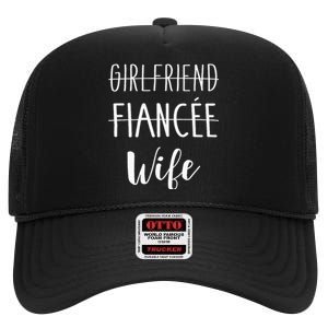 Girlfriend Fiancée Wife For Wedding And Honeymoon High Crown Mesh Back Trucker Hat