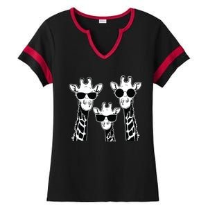 Giraffes Family With Sunglasses Giraffe Ladies Halftime Notch Neck Tee