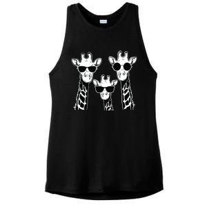 Giraffes Family With Sunglasses Giraffe Ladies PosiCharge Tri-Blend Wicking Tank