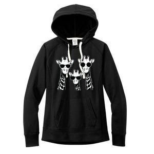 Giraffes Family With Sunglasses Giraffe Women's Fleece Hoodie