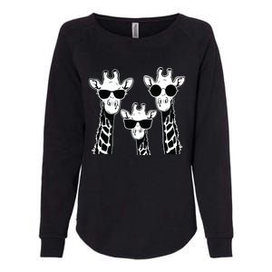 Giraffes Family With Sunglasses Giraffe Womens California Wash Sweatshirt