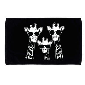 Giraffes Family With Sunglasses Giraffe Microfiber Hand Towel