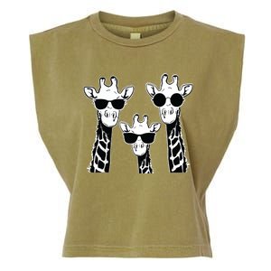 Giraffes Family With Sunglasses Giraffe Garment-Dyed Women's Muscle Tee