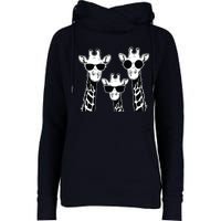 Giraffes Family With Sunglasses Giraffe Womens Funnel Neck Pullover Hood