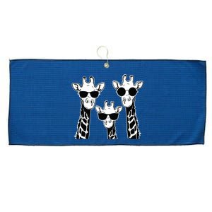 Giraffes Family With Sunglasses Giraffe Large Microfiber Waffle Golf Towel