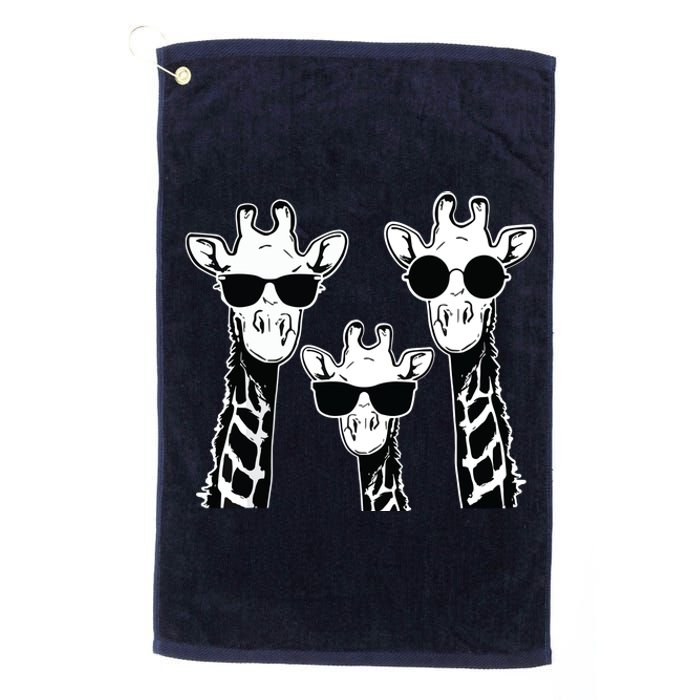 Giraffes Family With Sunglasses Giraffe Platinum Collection Golf Towel