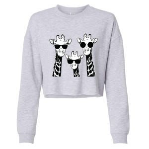 Giraffes Family With Sunglasses Giraffe Cropped Pullover Crew