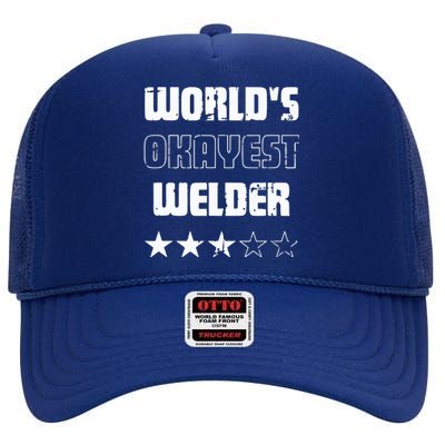 Gifts For Welders Worlds Okayest Welder High Crown Mesh Back Trucker Hat