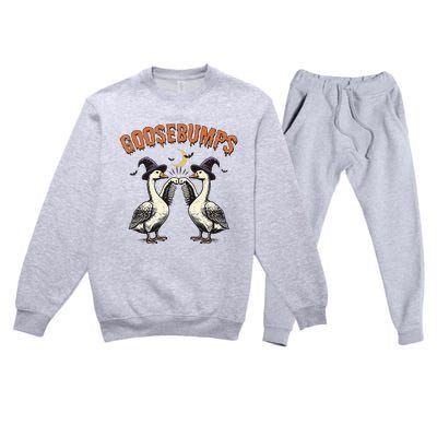 Goosebumps Funny Witch Goose Bumps Puns Halloween Premium Crewneck Sweatsuit Set