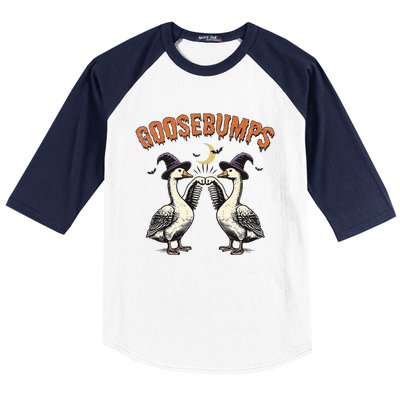 Goosebumps Funny Witch Goose Bumps Puns Halloween Baseball Sleeve Shirt