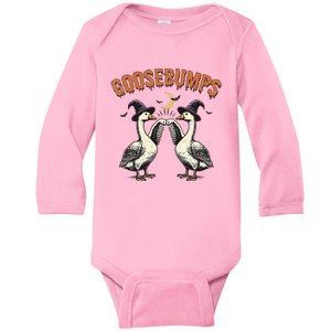 Goosebumps Funny Witch Goose Bumps Puns Halloween Baby Long Sleeve Bodysuit