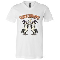 Goosebumps Funny Witch Goose Bumps Puns Halloween V-Neck T-Shirt