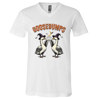 Goosebumps Funny Witch Goose Bumps Puns Halloween V-Neck T-Shirt